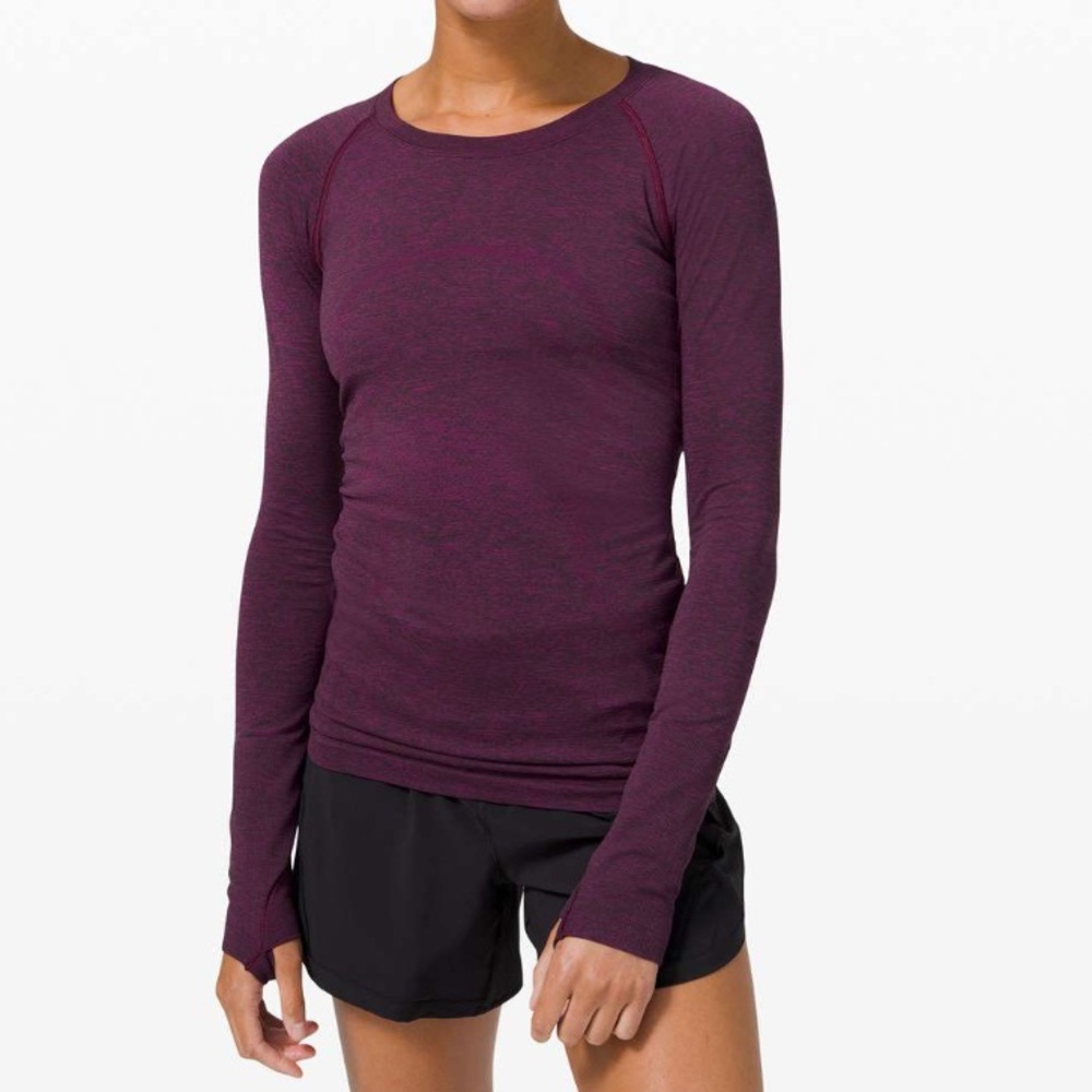 Lululemon Swiftly Tech Long Sleeve Shirt 2.0 deep fuschia/black size 6